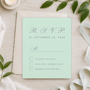 Budget RSVP Mint Green Grey Script Response Card