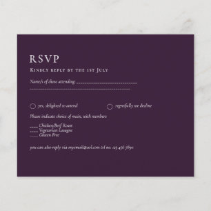 BUDGET RSVP Plum Purple Monochrome Modern Wedding Flyer