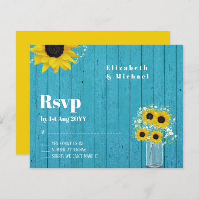 Budget RSVP Rustic Sunflowers Wedding (Front/Back)