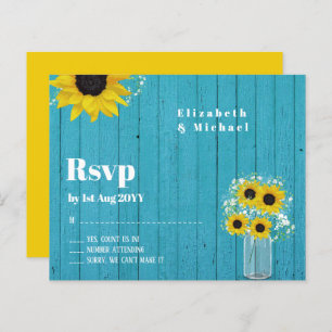 Budget RSVP Rustic Sunflowers Wedding
