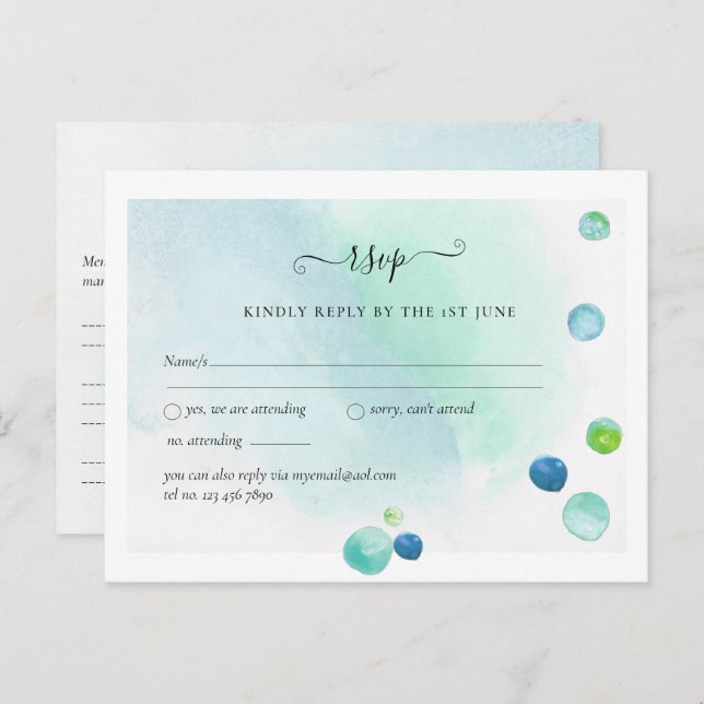 BUDGET RSVP Sea Glass Modern Abstract Wedding Postcard (Front/Back)