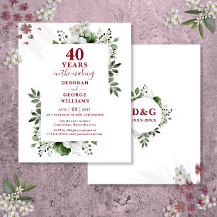 Budget Ruby 40th Wedding Anniversary Floral Invite