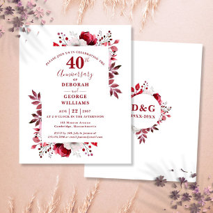 Budget Ruby 40th Wedding Anniversary Invitation