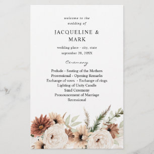 Budget Rus Neutral Boho Floral Wedding Ceremony M Flyer