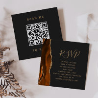 Budget Rust Gold Agate Dark Wedding QR Code RSVP