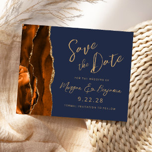 Budget Rust Gold Agate Navy Blue Save the Date