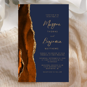 Budget Rust Gold Agate Navy Blue Script Wedding