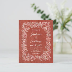 Budget Rust Terracotta Floral Wedding Invitation