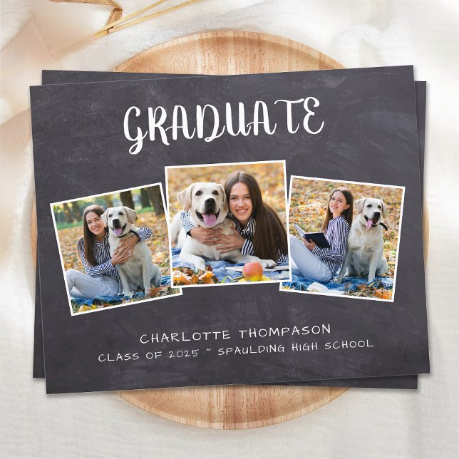 Budget Rustic 3 Photo Graduation Announcement (Creator Uploaded)