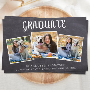 Budget Rustic 3 Photo Graduation Invitation