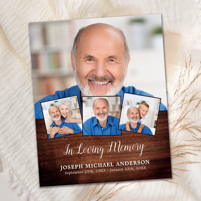 Budget Rustic 4 Photo Collage Sympathy Thank You  (Creator Uploaded)