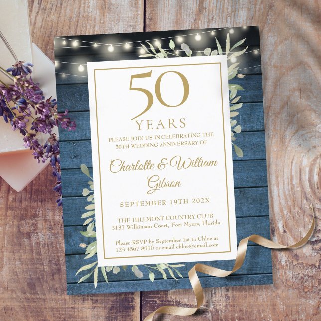 Budget Rustic 50th Anniversary Greenery Invitation (Creator Uploaded)