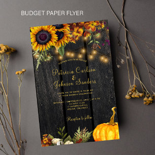 Budget rustic autumn fall wood wedding invitation flyer