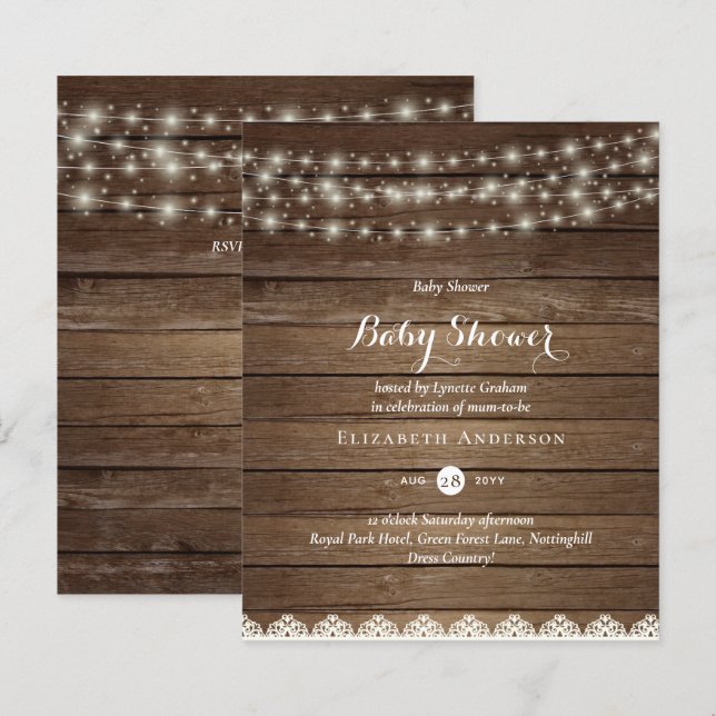 BUDGET Rustic Baby Shower Invite Announcement (Front/Back)