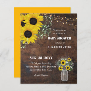 BUDGET Rustic Baby Shower Sunflowers Invite