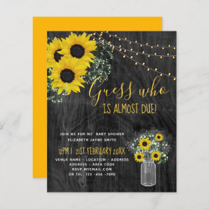 BUDGET Rustic Baby Shower Sunflowers Invite