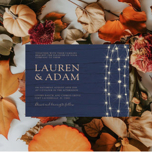 Budget Rustic Blue String Lights Wedding