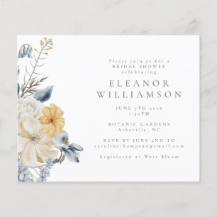 Budget Rustic Blue Yellow Floral Bridal Shower