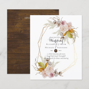 Budget Rustic  Blush Pink Floral Wedding Invites