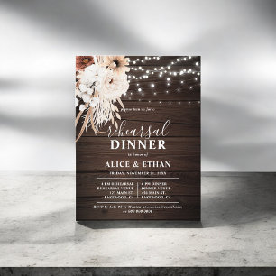 Budget Rustic Boho Flower Script Rehearsal Dinner Invitation Postcard