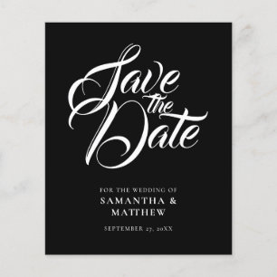 BUDGET Rustic Calligraphy Save The Date Invitation Flyer