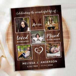 Budget Rustic Celebration Of Life 5 Photo Memorial