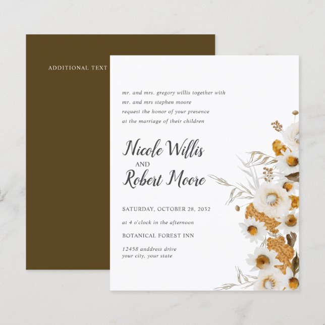 Budget Rustic Chamomile Mimosa floral Wedding (Front/Back)