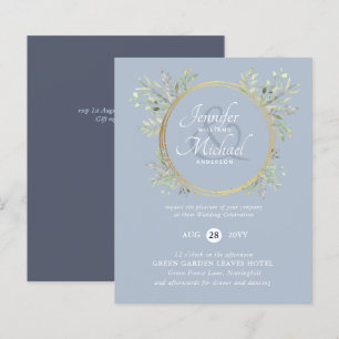 BUDGET Rustic Dusty Blue Floral Wedding Invite
