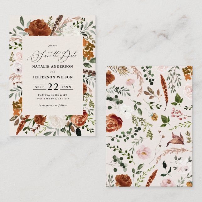 budget rustic elegant modern wedding save the date card (Front/Back)