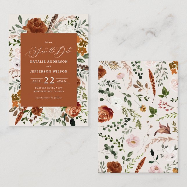 budget rustic elegant modern wedding save the date card (Front/Back)