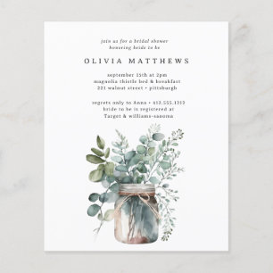 Budget Rustic Eucalyptus Bridal Shower Invitation 