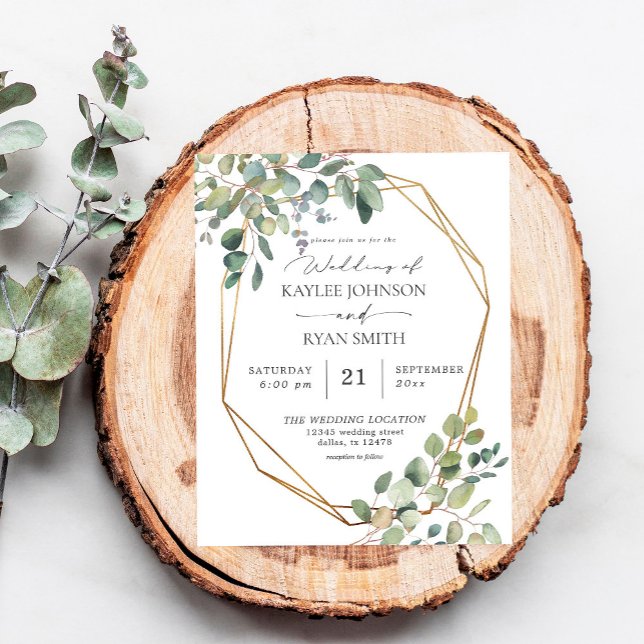 Budget Rustic Eucalyptus & Gold Frame Wedding Flyer (Creator Uploaded)