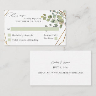 Budget Rustic Eucalyptus & Gold SM No Meal RSVP V2 Enclosure Card