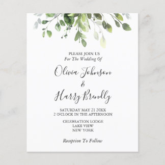 Budget Rustic Eucalyptus Greenery Wedding Flyer