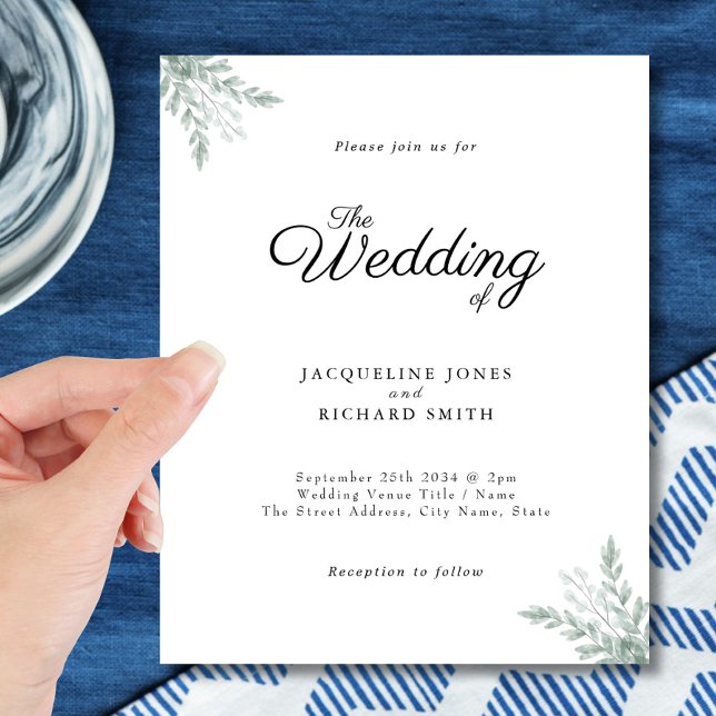 Budget Rustic Eucalyptus Leaves Wedding Invitation Flyer (Creator Uploaded)
