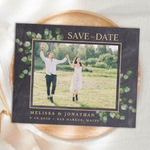 Budget Rustic Eucalyptus Photo Save The Date