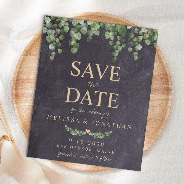 Budget Rustic Eucalyptus Save The Date Postcard (Creator Uploaded)