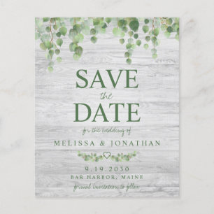 Budget Rustic Eucalyptus Save The Date Postcard C