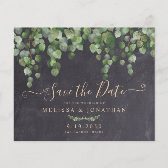 Budget Rustic Eucalyptus Wedding Save The Date (Front)