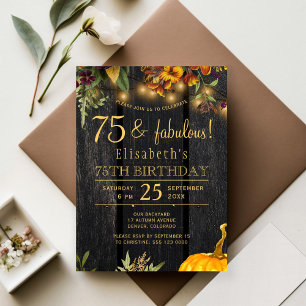 Budget rustic fall 75 birthday invitation