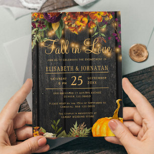 Budget rustic fall engagement party invitation