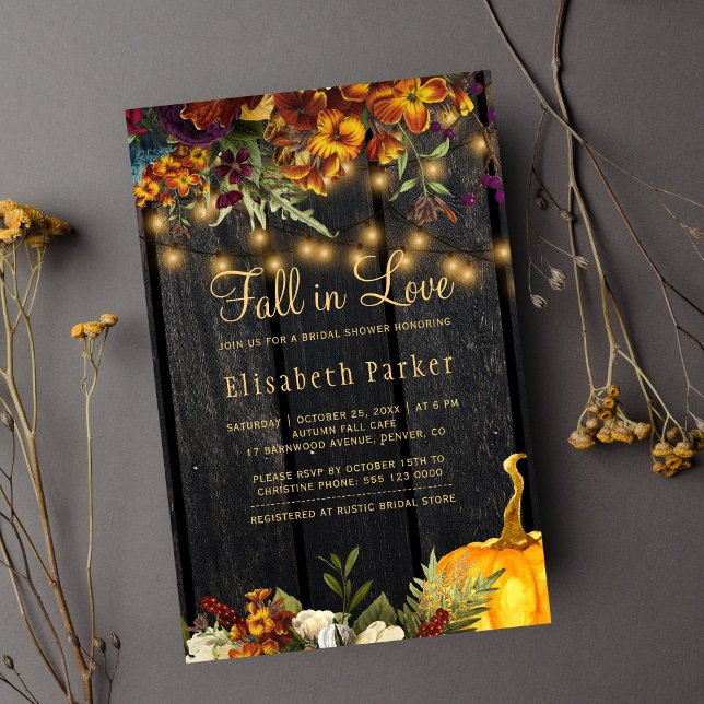 Budget rustic fall floral bridal shower invitation (Creator Uploaded)