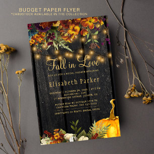 Budget rustic fall floral bridal shower invitation flyer