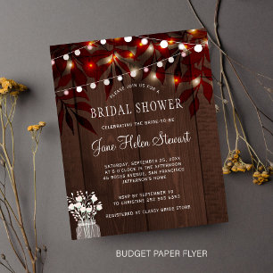 Budget rustic fall leaves bridal shower invitation flyer