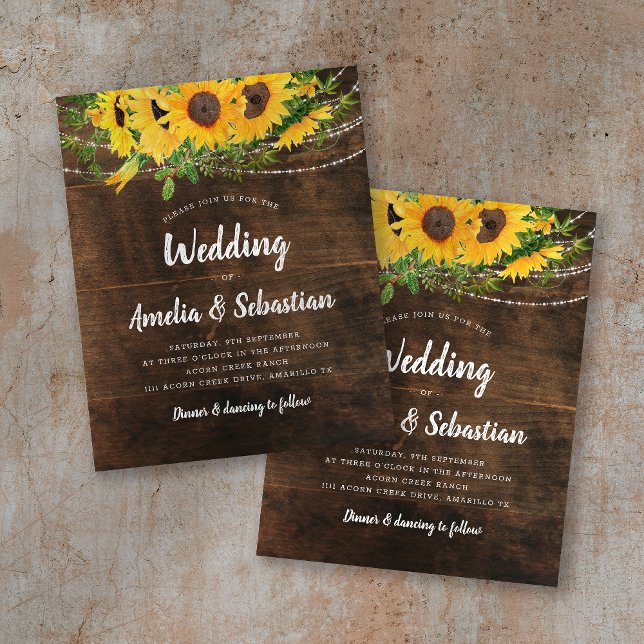 BUDGET Rustic Fall Sunflower Wedding Invitation (Creator Uploaded)