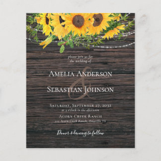 BUDGET Rustic Fall Sunflower Wedding Invitation