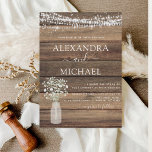 Budget Rustic Farmhouse Lights Wedding Invitation<br><div class="desc">Budget Rustic Farmhouse String Lights and Jar of Baby's Breath Wedding Invitations on Wood background - includes beautiful and elegant script typography with modern Country Farm House Sparkle for the special Wedding day celebration.</div>