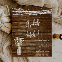 Budget Rustic Farmhouse Lights Wedding Invitation
