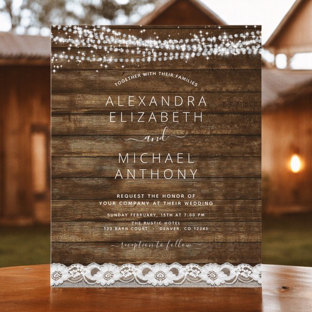 Budget Rustic Farmhouse String Lights Lace Wedding (Creator Uploaded)