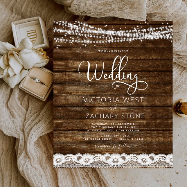 Budget Rustic Farmhouse String Lights Wedding Flyer (Creator Uploaded)